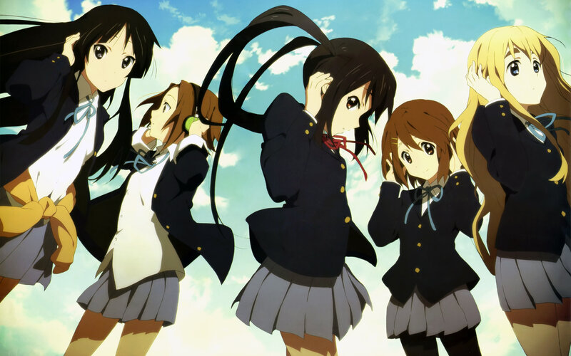 Five Schoolgirls in Uniforms — Blue, Bright, Cheerful