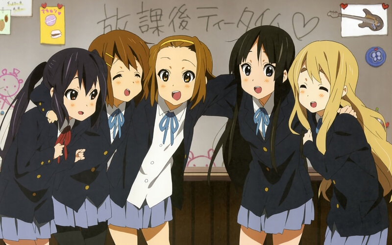 Five Schoolgirls in Uniforms — Blue