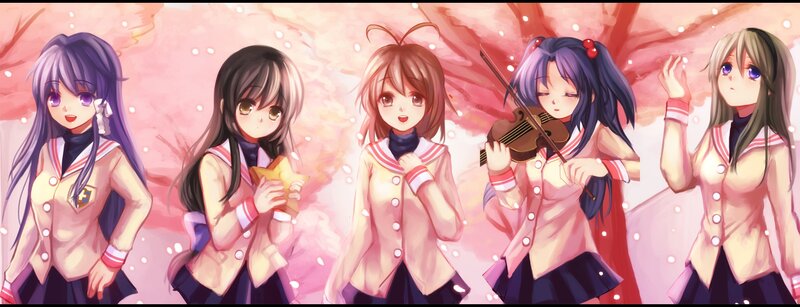 Five Schoolgirls in Uniforms — Pink, Serene