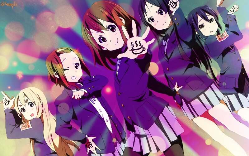 Five Schoolgirls in Uniforms — Purple, Energetic