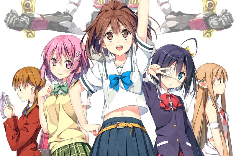 Five Schoolgirls in Uniforms — White, Playful