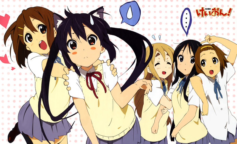 Five Schoolgirls in Uniforms — Yellow, Playful
