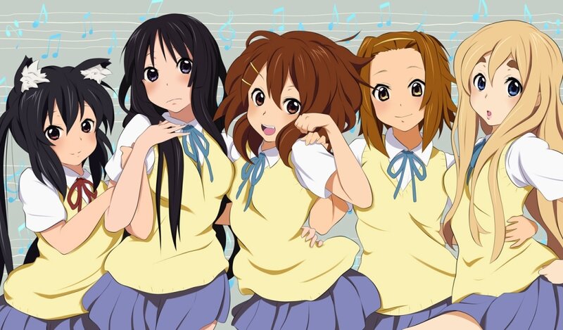 Five Schoolgirls in Uniforms — Yellow
