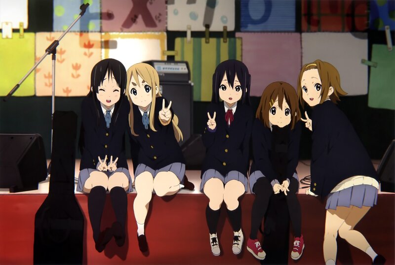 Five Schoolgirls on Stage