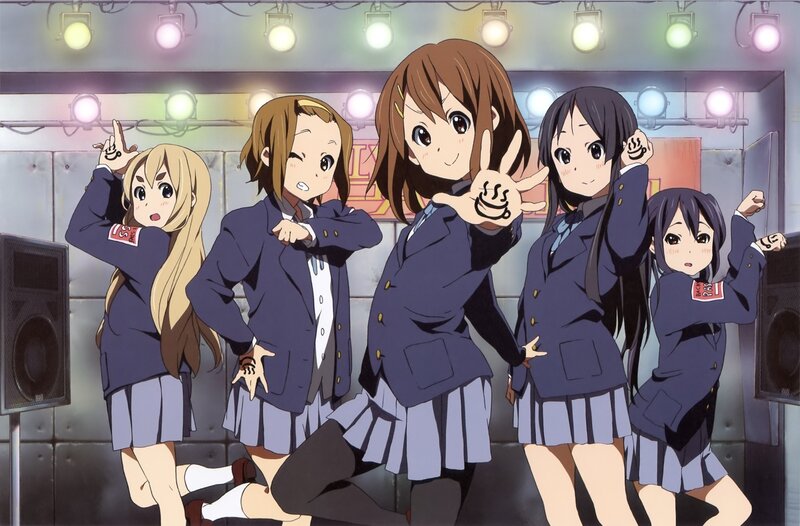 Five Schoolgirls Posing — Blue