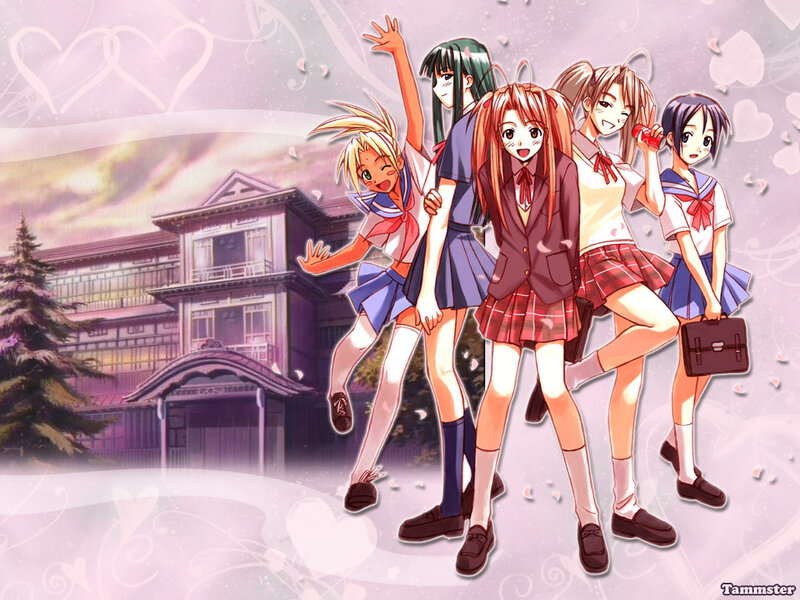 Five Schoolgirls Posing — Pink