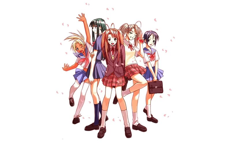 Five Schoolgirls Posing — White