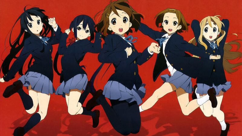 Five Schoolgirls Running — Red, Energetic