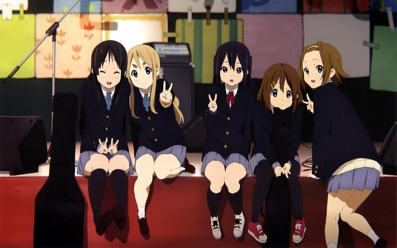 Five Schoolgirls Sitting — Black