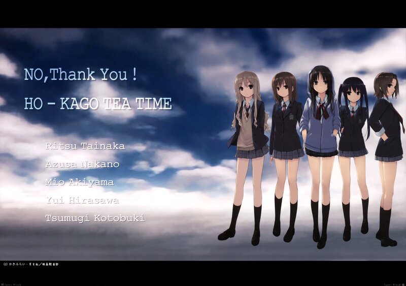 Five Schoolgirls Standing — Blue, Dramatic, Anime, School Uniforms