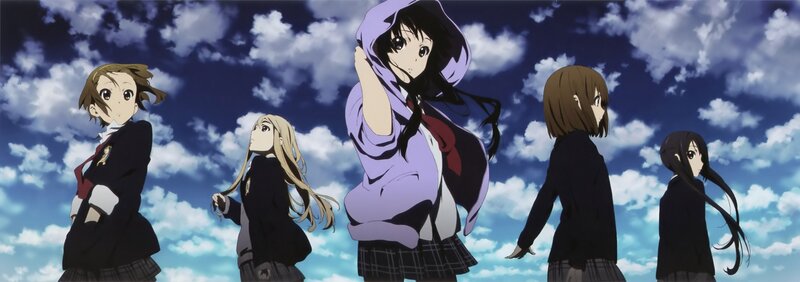 Five Schoolgirls Standing — Blue, Dramatic