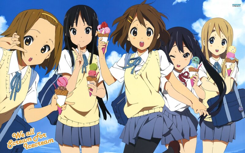 Five Schoolgirls with Ice Cream — Blue