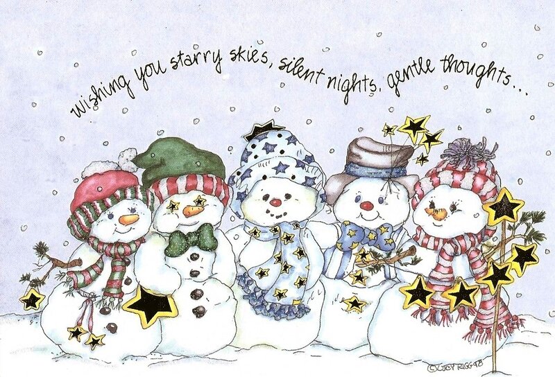 Five Snowmen in Winter — White