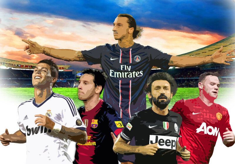 Five Soccer Players — Blue