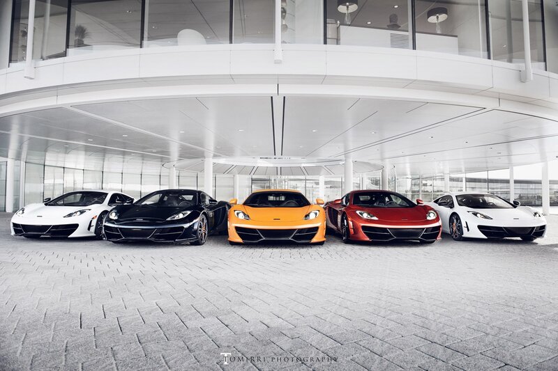 Five Sports Cars in a Row