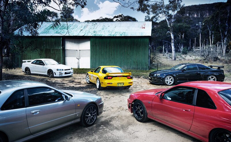 Five Sports Cars — Red