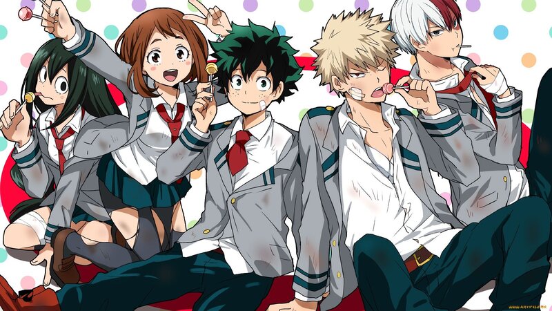 Five Students Eating Lollipops