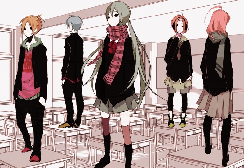Five Students in Classroom