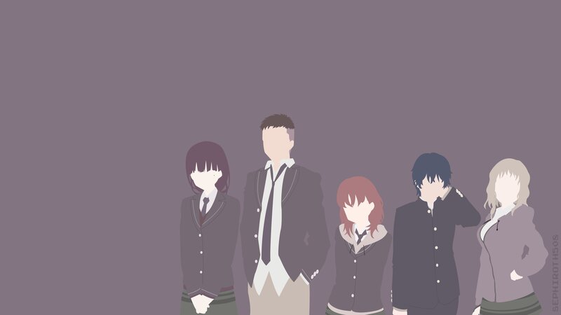 Five Students in Uniforms — Purple