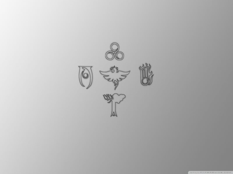 Five Symbols on Gray Background