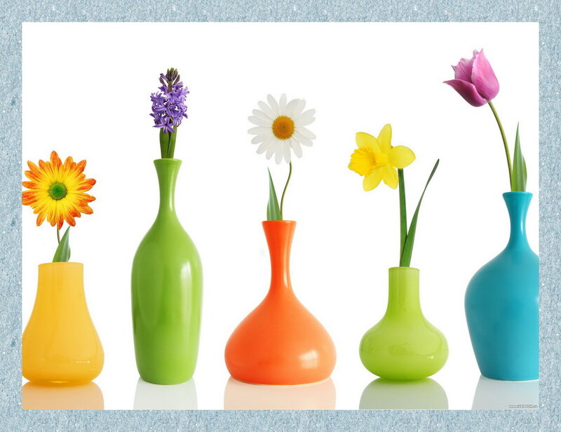 Five Vases with Flowers — Yellow