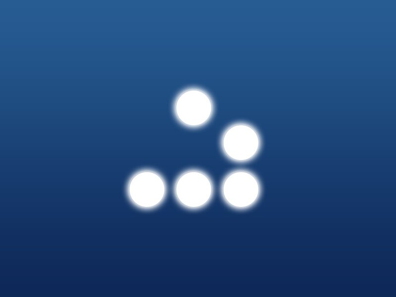 five white circles on blue