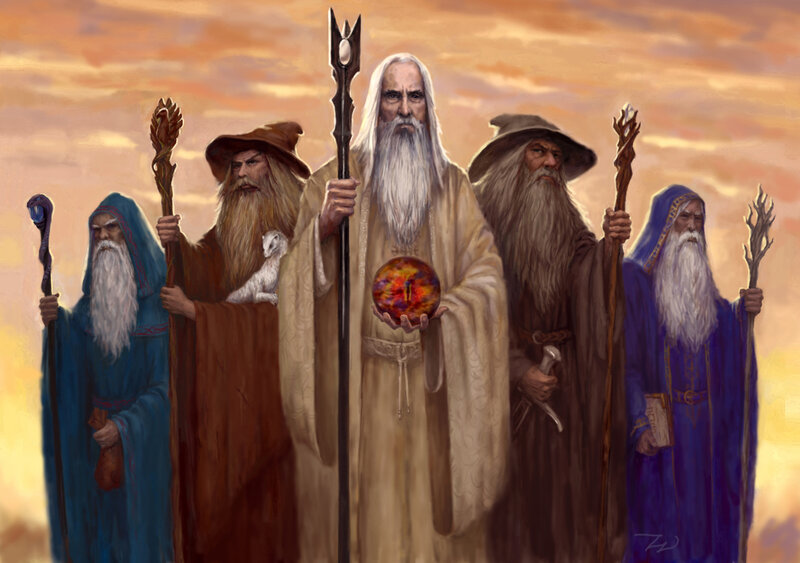 Five wizards in a line