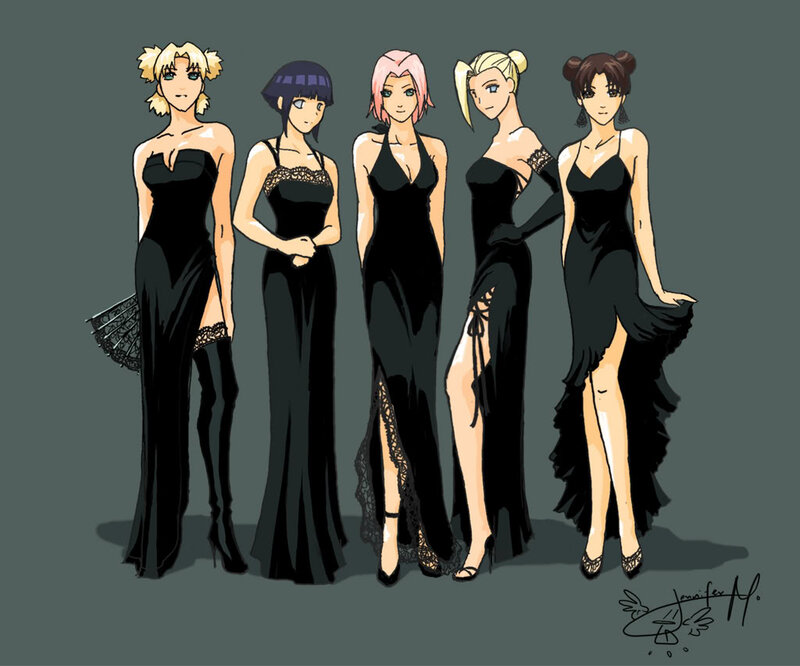 Five Women in Black Dresses — Elegant