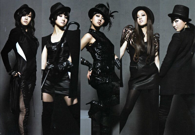 five women in black fashion