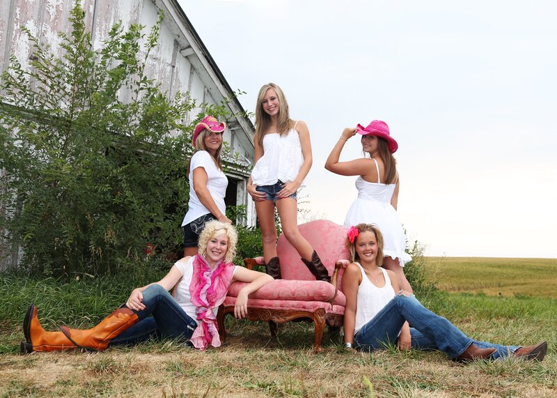 Five Women in Cowboy Hats — White