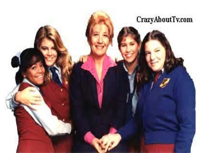 Five Women in School Uniforms — Blue, Friendly