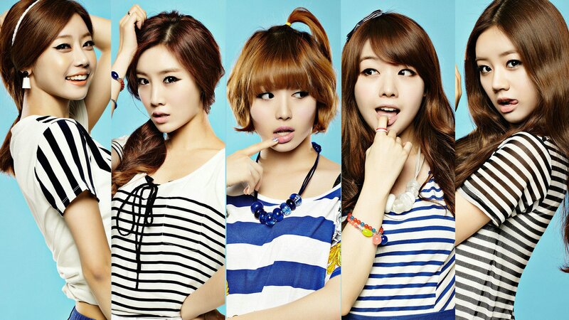 five women in striped shirts