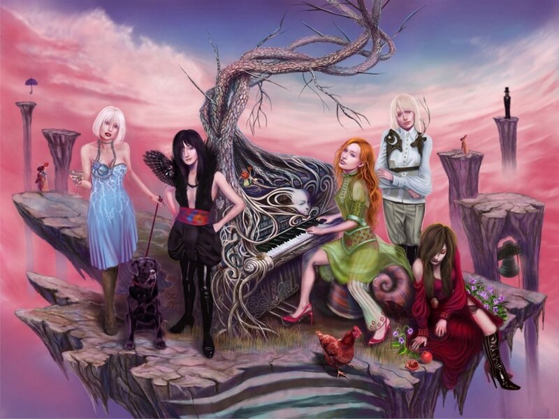 Five Women on a Cliff