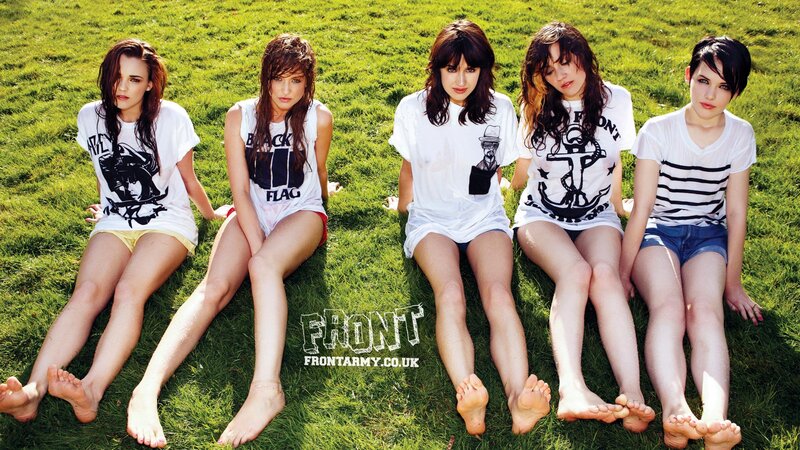 Five women on grass