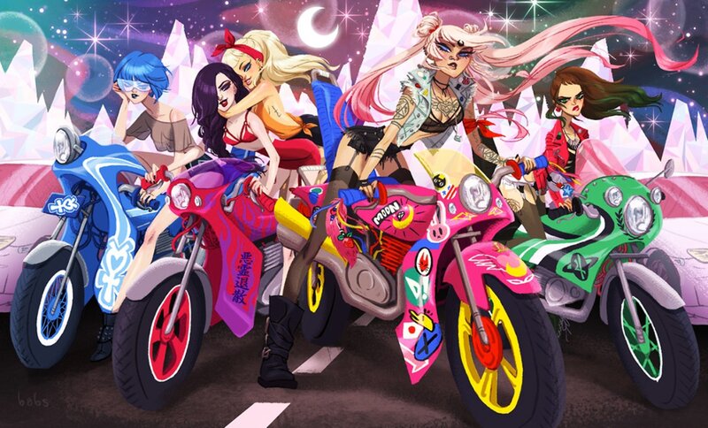 Five Women on Motorcycles