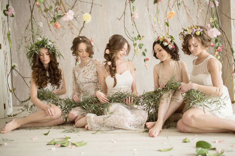 Five Women with Flower Crowns