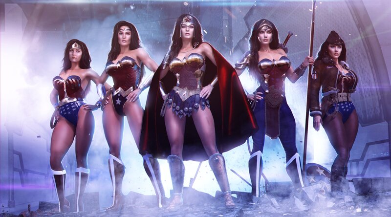 Five Wonder Woman Characters — Blue