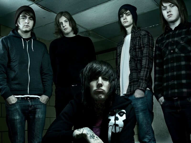 Five Young Men in Band — Black, Serious