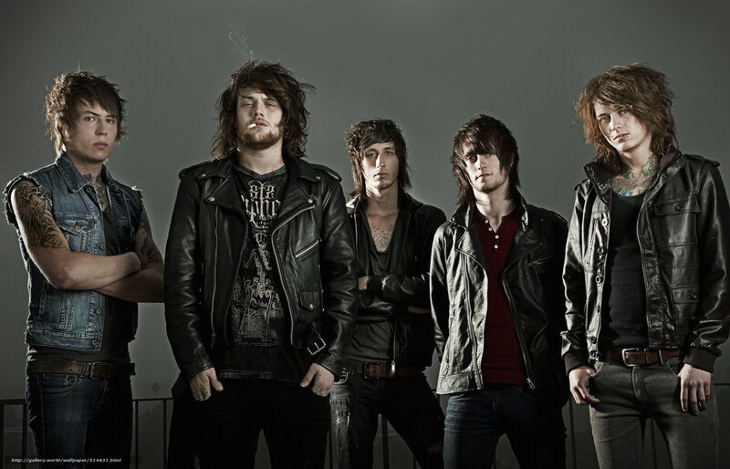 Five Young Men in Leather Jackets — Black