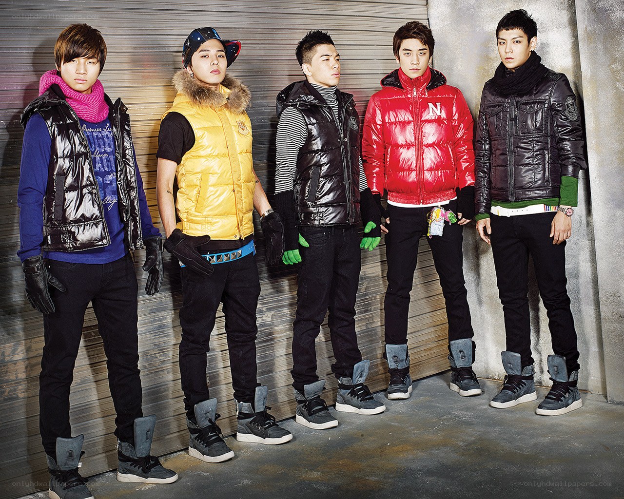 five young men in winter fashion