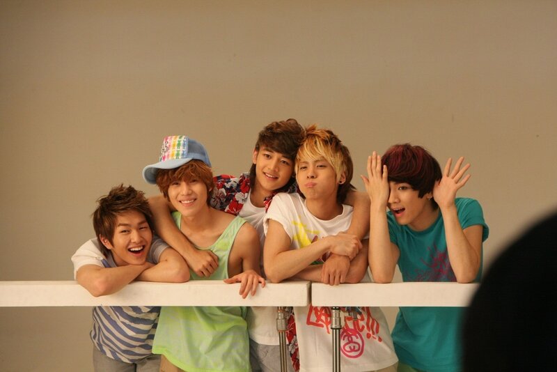 Five Young Men Posing — White, Playful