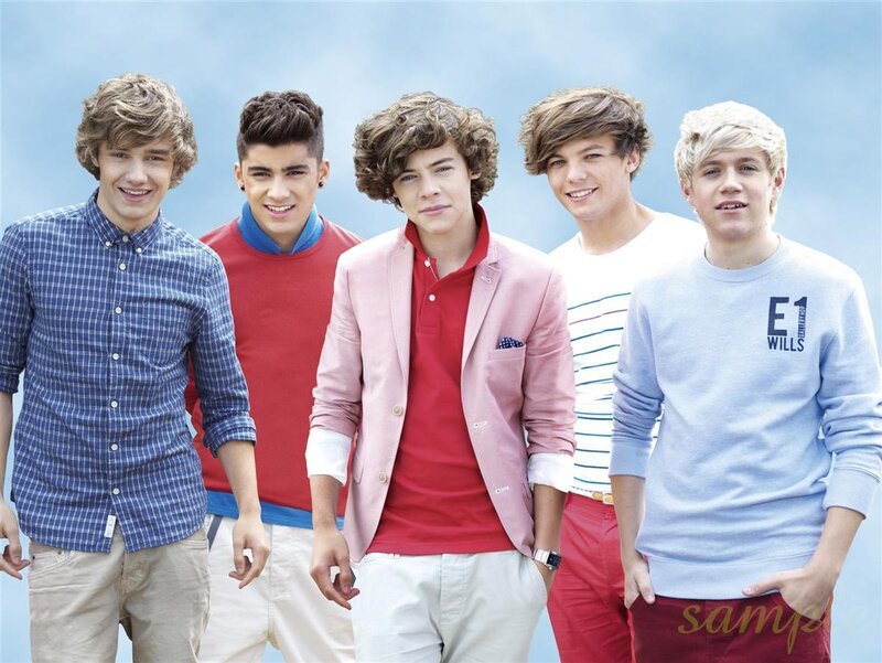 Five Young Men Standing — Blue, Casual