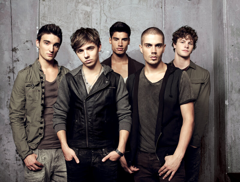 Five Young Men Standing — Gray, Serious