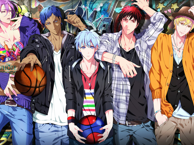 Five Young Men with Basketballs