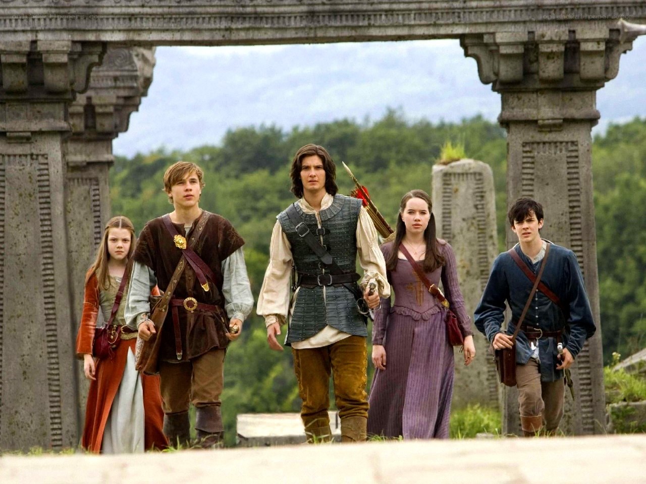 five young people in medieval attire