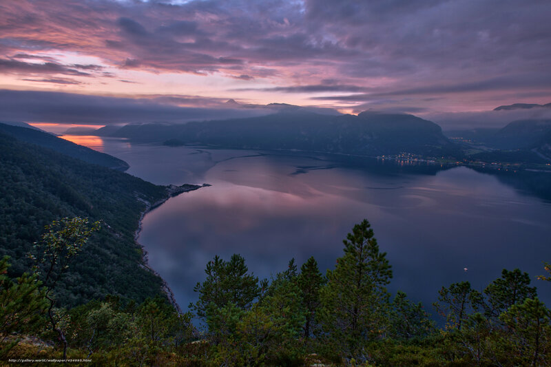 Fjord at Dusk — Purple
