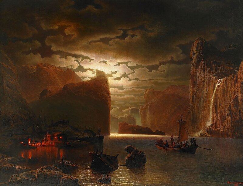 Fjord at Dusk with Boats