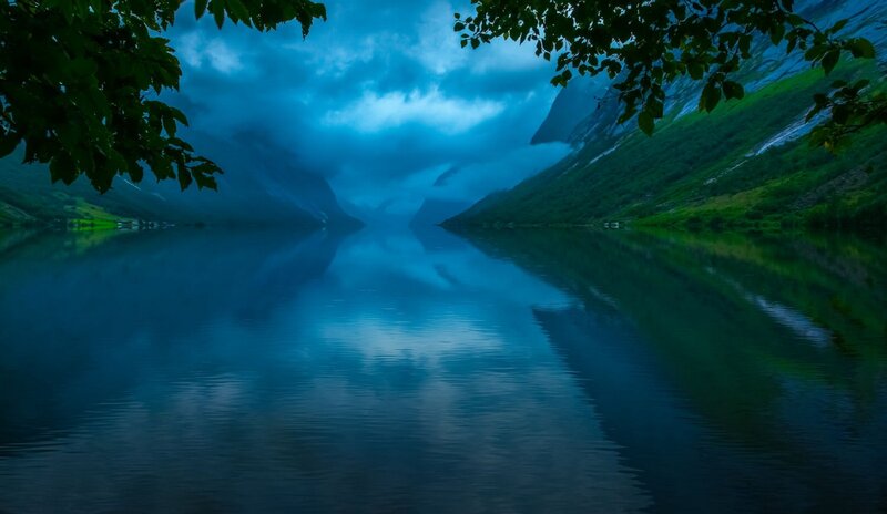 Fjord at Twilight — Blue