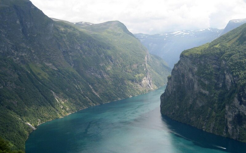 Fjord Between Mountains — Green, Serene