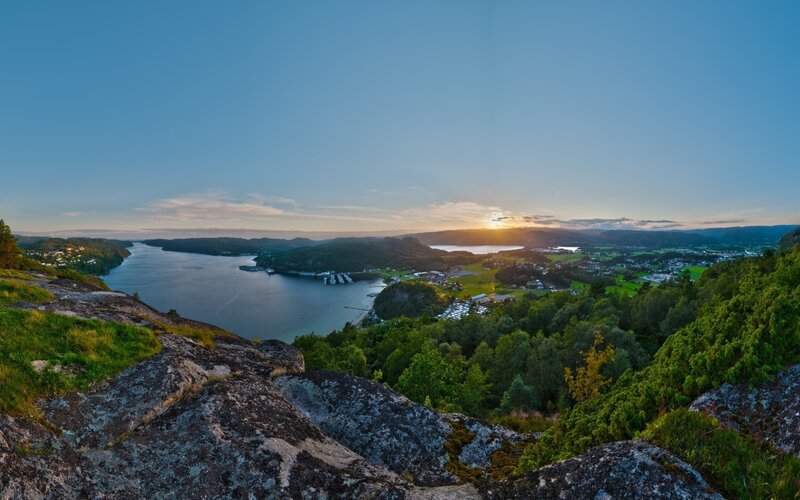 Fjord Landscape at Sunset — Blue